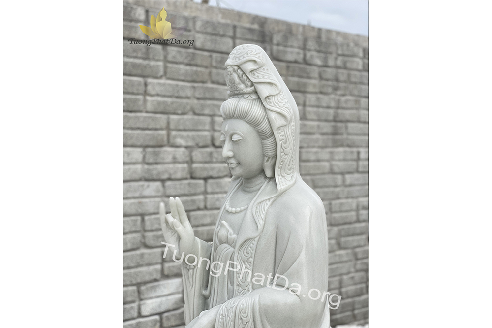 Tượng Phật Quan Âm bằng đá cẩm thạch trắng mịn