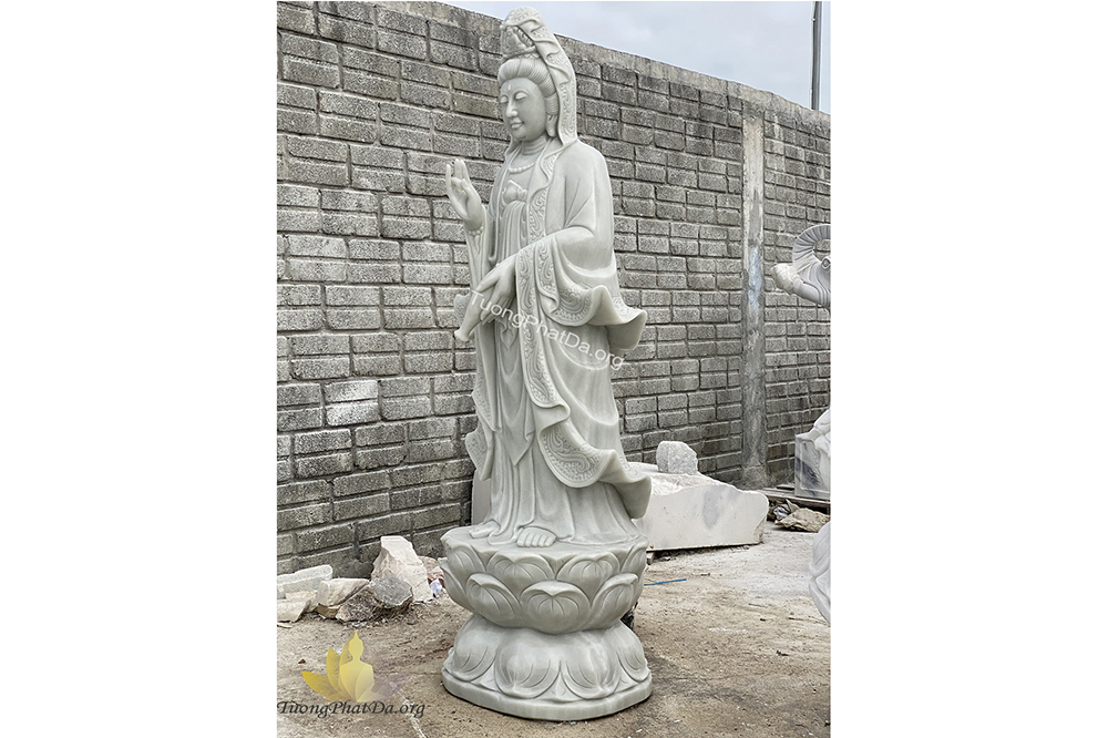 Tượng Phật Quan Âm bằng đá cẩm thạch trắng mịn