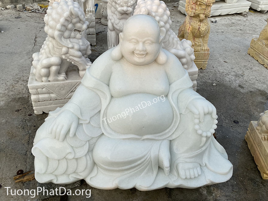 Tượng Phật Di Lặc bằng đá ngồi ôm bao tiền