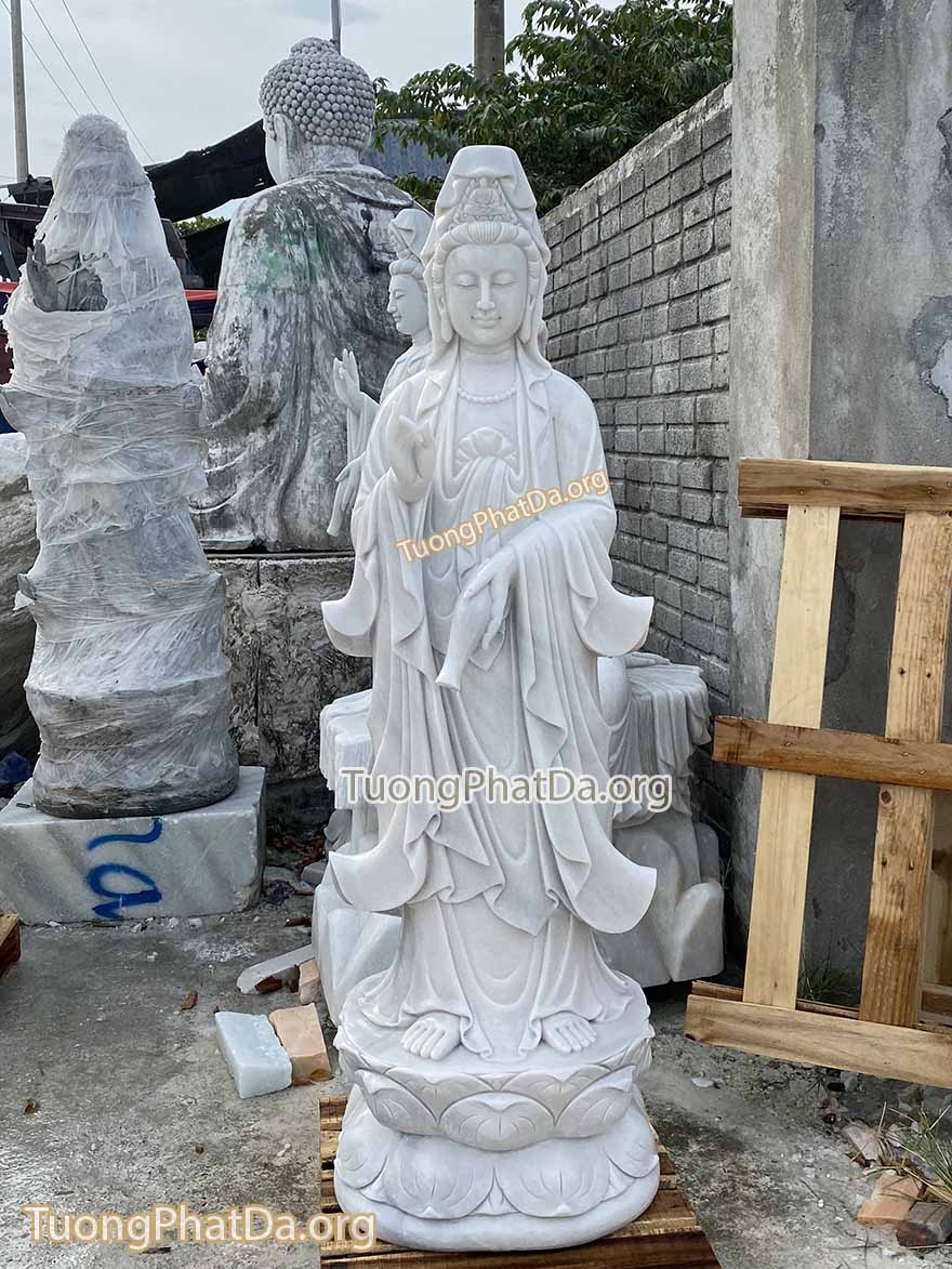 Tượng Phật Quan Âm bằng đá Cẩm thạch trắng