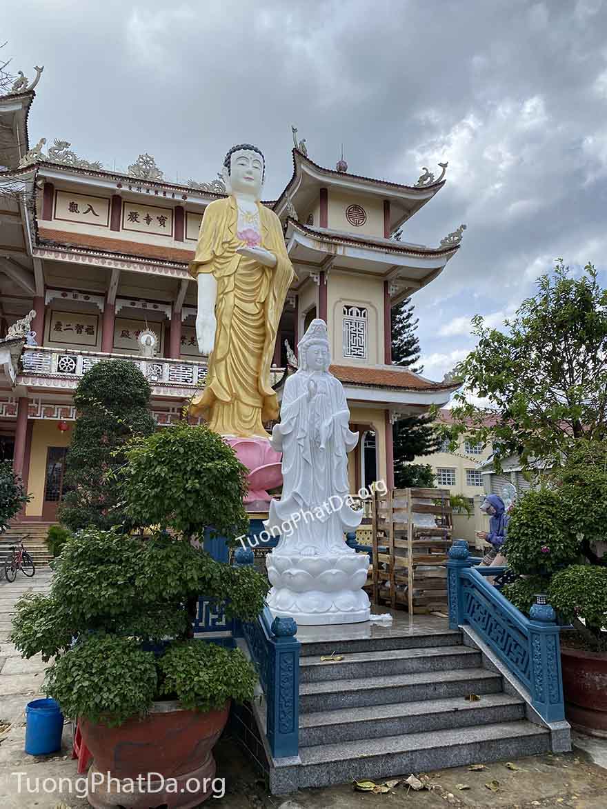 Tượng Phật Quan Âm bằng đá Cẩm thạch trắng