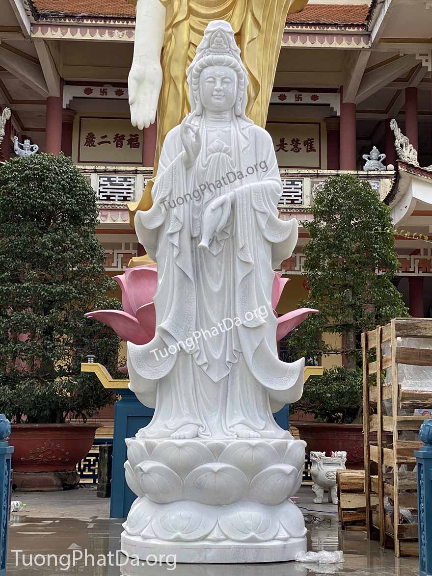 Tượng Phật Quan Âm bằng đá Cẩm thạch trắng