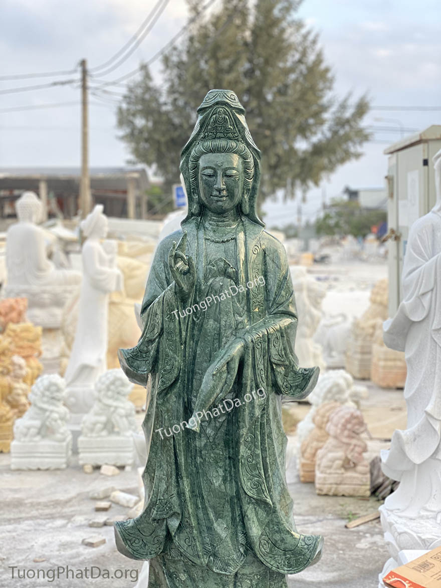 Tượng Phật Quan Âm bằng đá xanh Ấn Độ, tự nhiên