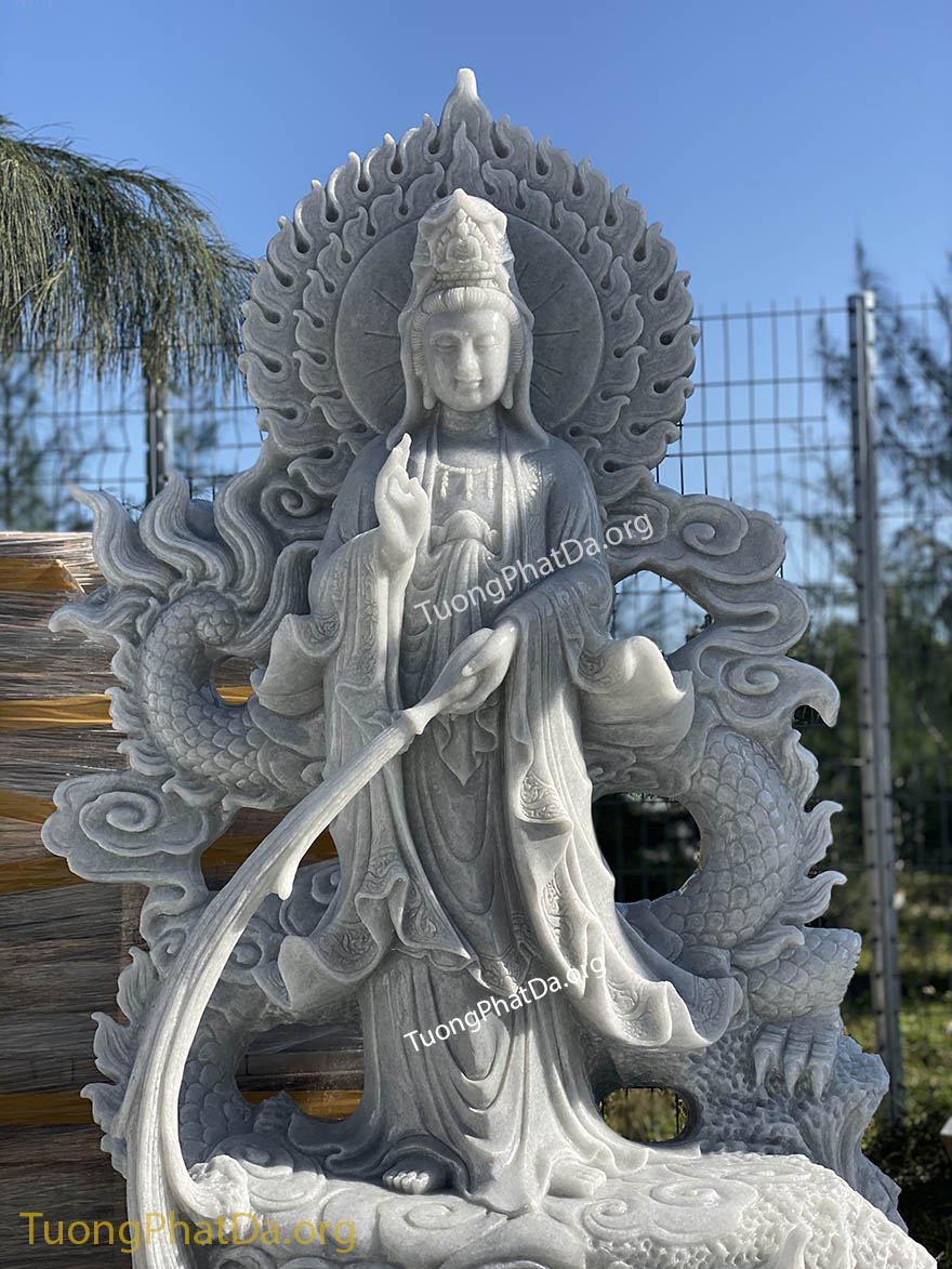 Tượng Phật Quan Âm cưỡi rồng bằng đá