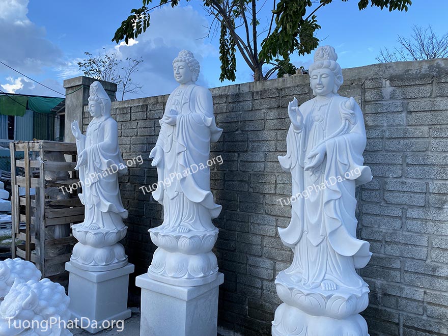 Bộ Tượng Phật Tây Phương Tam Thánh bằng đá đẹp