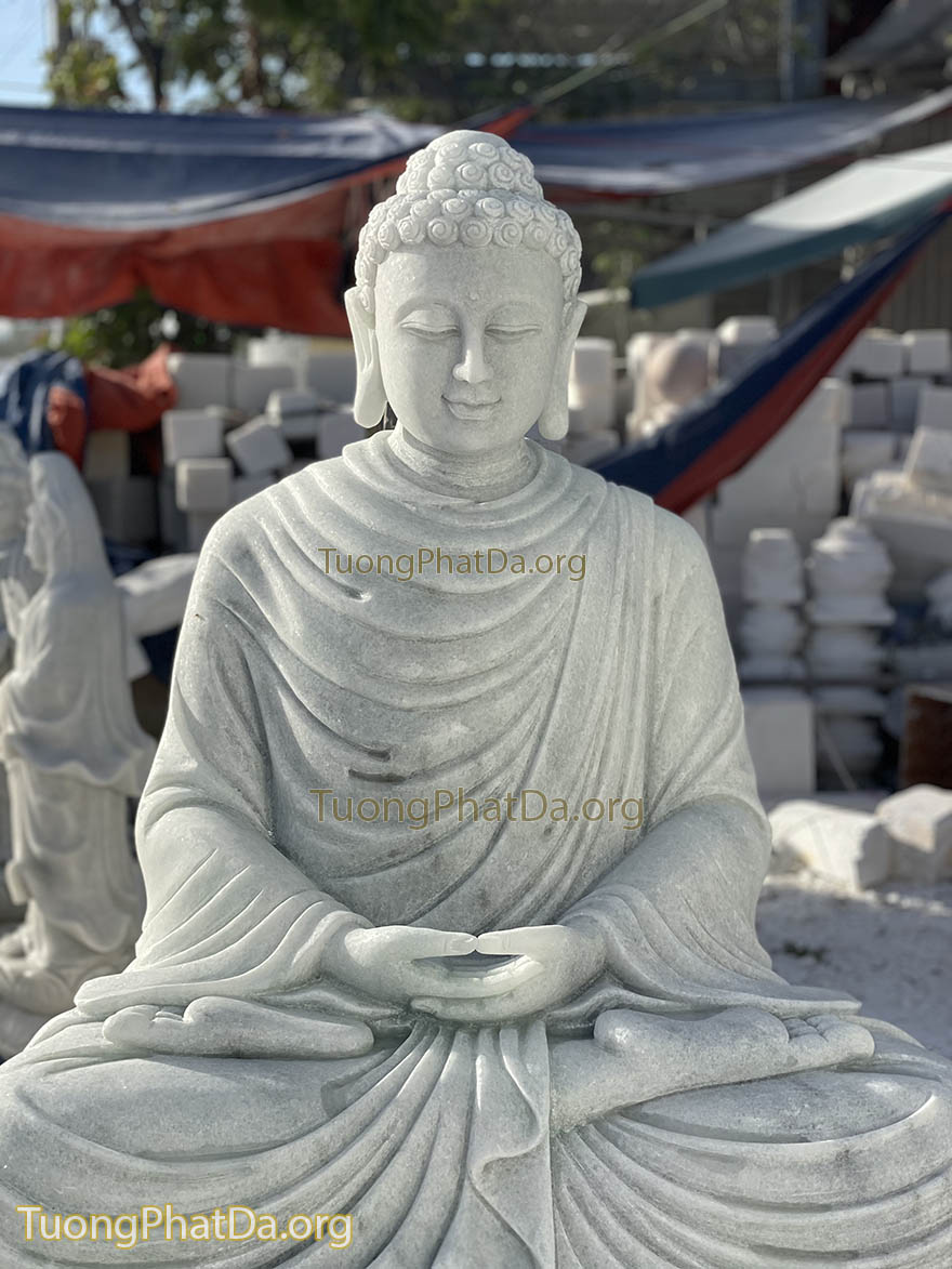 Tượng Phật Thích Ca bằng đá Cẩm thạch trắng xanh