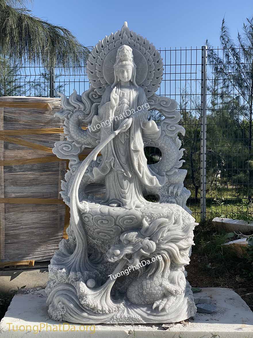 Tượng Phật Quan Âm cưỡi rồng bằng đá