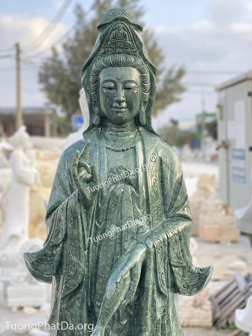 tượng phật quan âm bằng đá xanh ấn độ